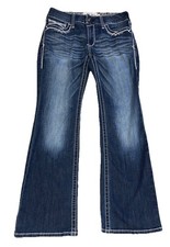 ARIAT REAL Bootcut Jeans Womens 30S Marine Blue Mid Rise Stretch Denim