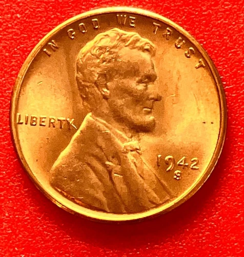 1942-S Lincoln Wheat Cent Penny GEM RD BU From an Original Bank Roll