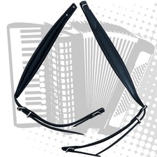 Professionelle Akkordeon Riemen Gr. L schwarz Leder Schulter Gurt Akkordeongurte