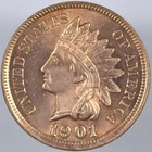 1901 INDIAN HEAD CENT UNCIRCULATED RED SHARP BU COIN