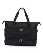 Weekender Bag for Women, Foldie Travel Bag Expandable Standard 1 Pc Black