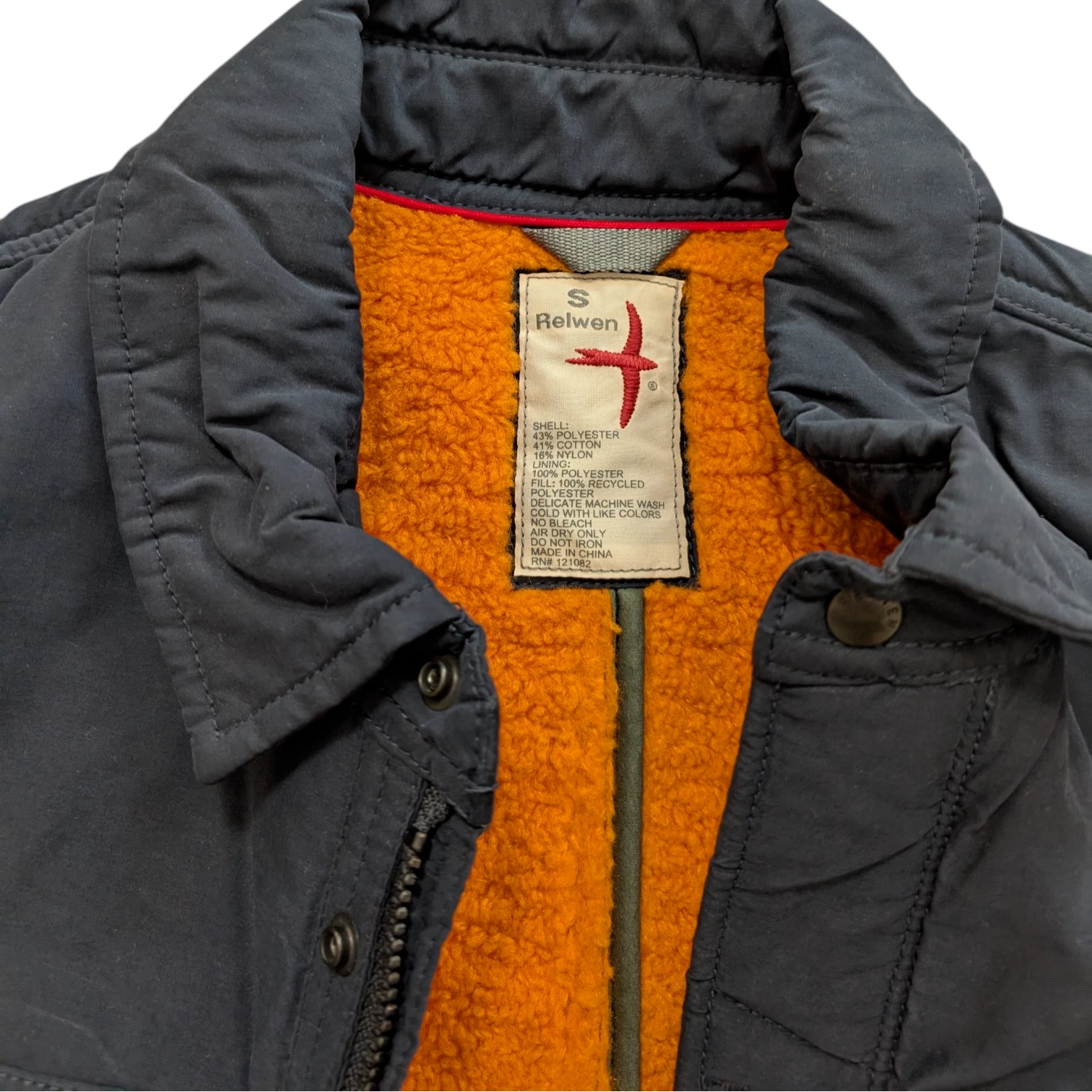 Relwen Fly Waxed CPO Jacket Navy Blue Men Small Sherpa-Lined HUCKBERRY NWOT image 5