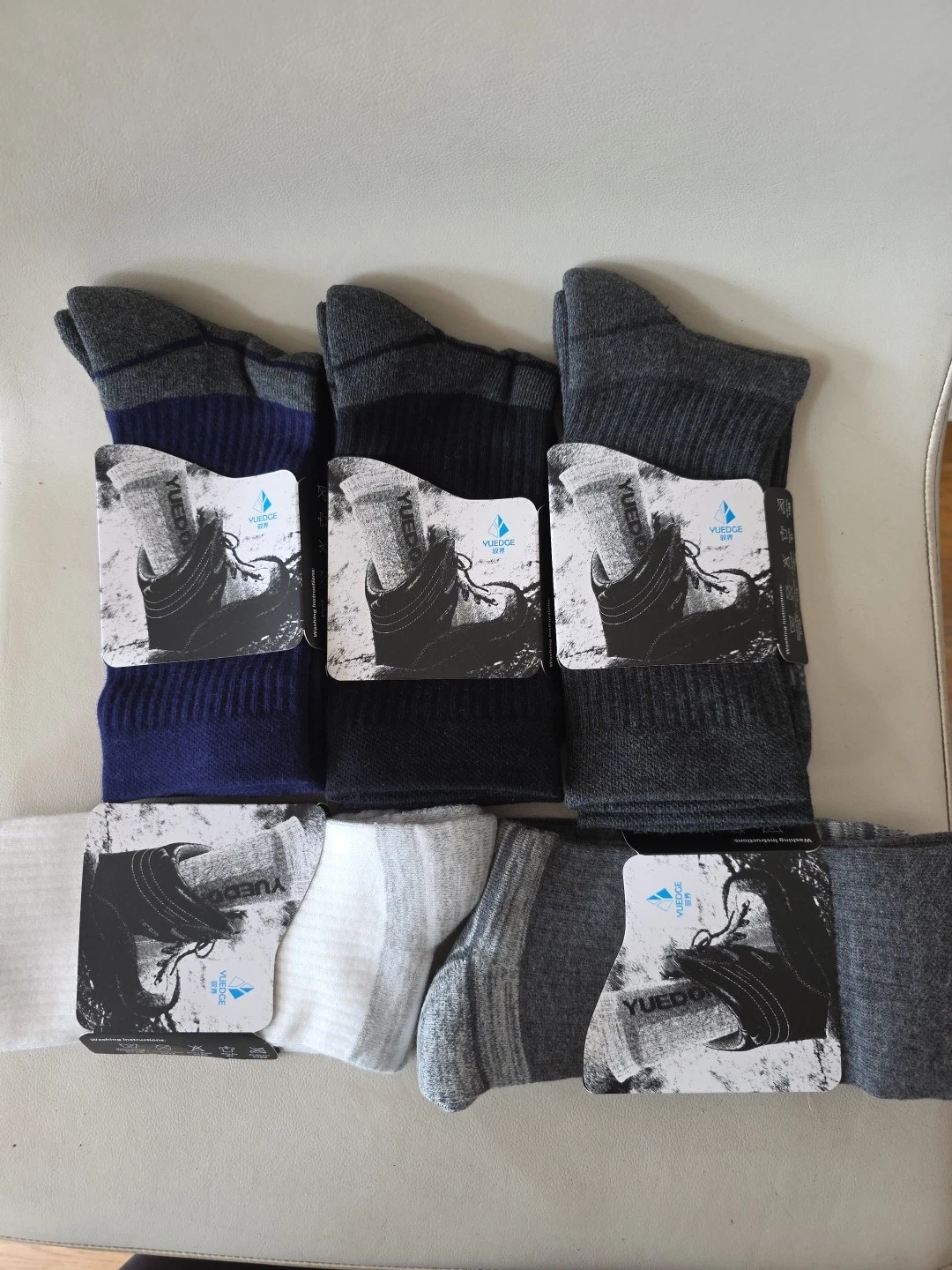 YUEDGE Men's Walking Sports Socks Moisture Wicking Cotton M/XL UK 8-11