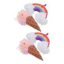 4pcs Bath Loofah Ball: Ice Cream Shape Bath Sponges - Cute Cartoon Loofah Body