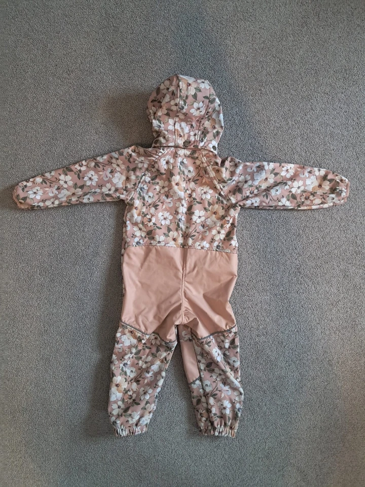 mikk-line Softshellanzug Overall 98 Fleece Blumen Matschanzug Mädchen verstärkt - Bild 3 von 3