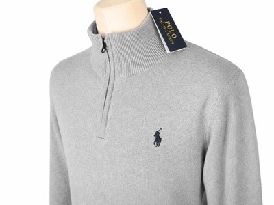 Polo Ralph Lauren Troyer Pullover M grau Half Zip Stehkragen Old money style