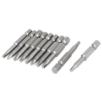 50mm Length 1/4'' Hex Shank S1 Magnetic Square Screwdriver Bits 10pcs