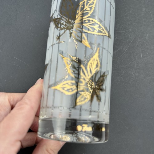 Fred Press FOGLIE D'ACERO ORO Bicchieri Highball Smerigliati (2) Vintage MCM - Foto 12 di 16