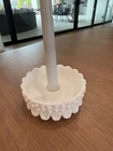 Vintage Fenton  Milk Glass Hobnail Scalloped Edge Candle Holder Bowl