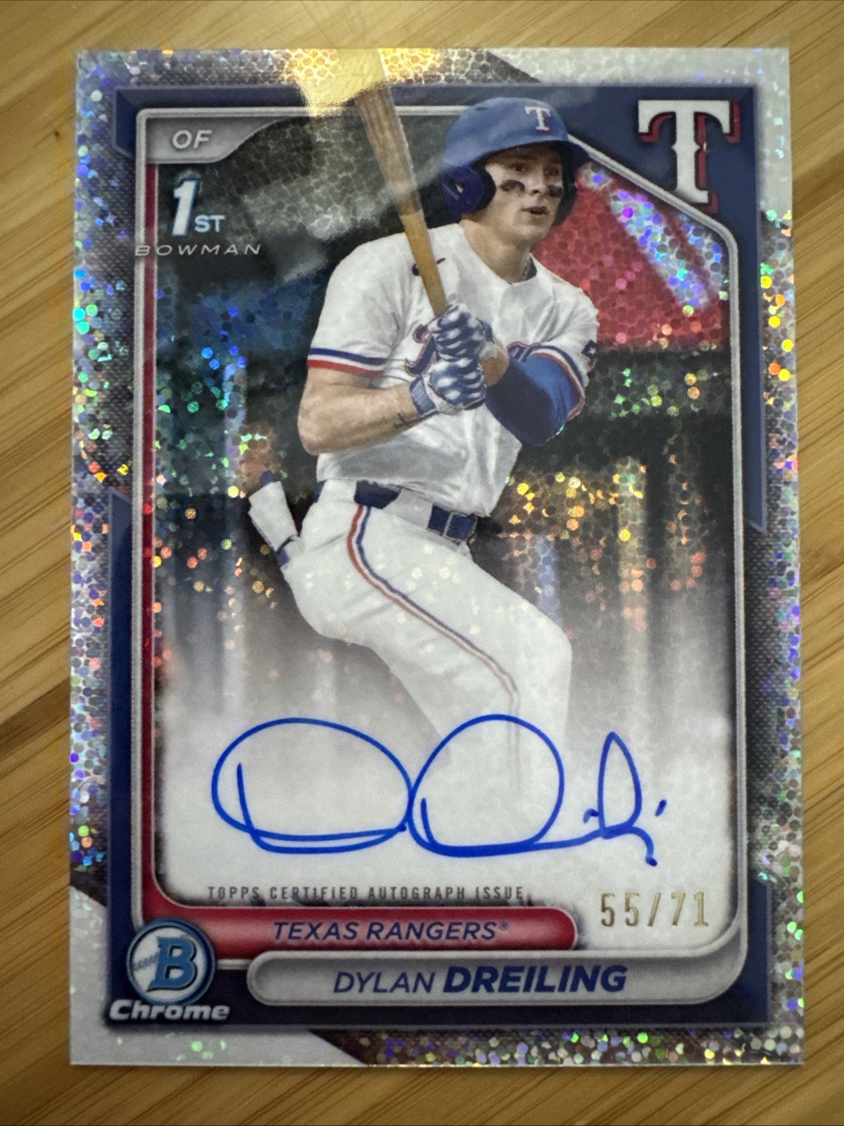 Dylan Dreiling 2024 Bowman Draft - Chrome /71 1st Auto Sparkle Refractor #CPA-DD