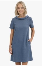 NEW LeMuse Lg Linen Blend A-Line Dress Shrt Slve Above Knee Casual Dress Pockets