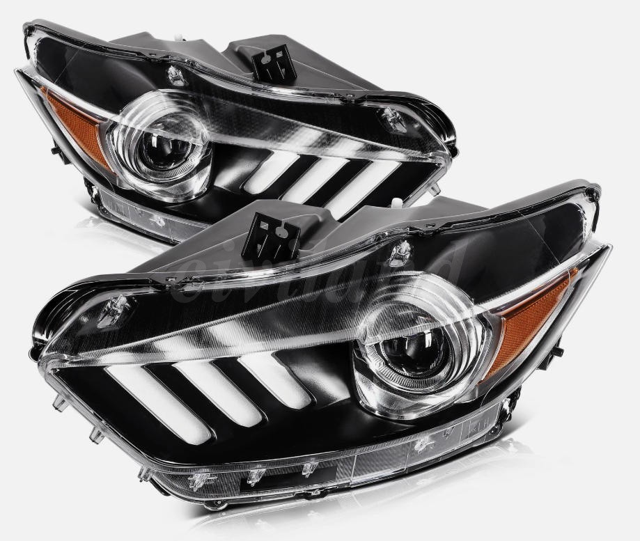Front Pair Headlights Assembly For 2015-2017 Ford Mustang w/ Projector HID Xenon