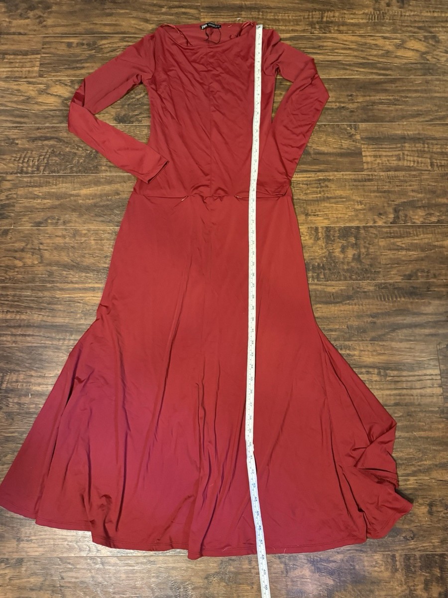 zara burgundy maxi dress ZARA NWT WOMAN V NECK LONG JACQUARD DRESS BURGUNDY | 4886/465 ALL SIZES