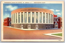 Vintage Washington Junior High School Mt. Vernon NY Linen Postcard