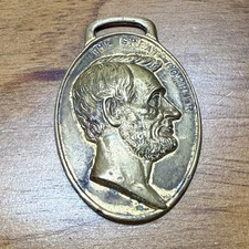 Antique Advertising Watch Fob ABE LINCOLN Great Compeer Green Duck Co Chicago