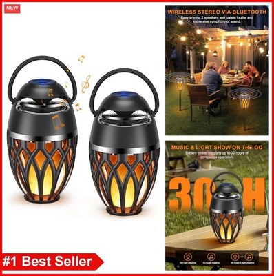Outdoor Bluetooth Speaker 2 Pack IPX5 Waterproof LED Flame Flicker Torch Light
