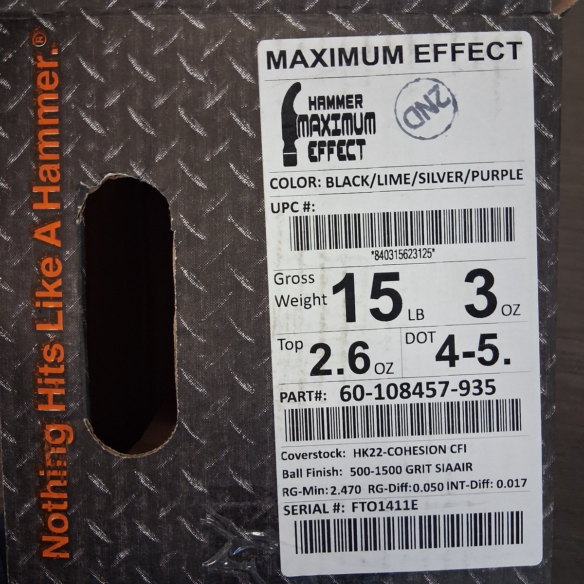 Hammer Maximum Effect PRO CG bowling ball 15 LB new in box #411 | eBay