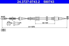 Bremsseil Seilzug Feststellbremse ATE 24.3727-0743.2 für OPEL CORSA TIGRA S93