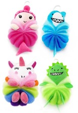 MURRI MURRDI 4 Pack Kids Bath Sponges - 4 Count Pack of 1 , Multicolored