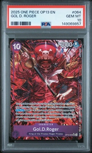 2025 ONE PIECE OP13 #064 CARRYING ON HIS WILL GOL D ROGER ALT ART PSA 10