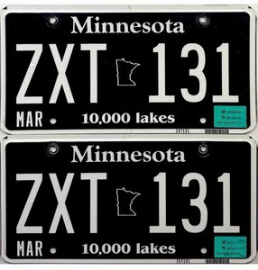 Minnesota BLACKOUT Black License Plate PAIR #ZXT-131 No Reserve