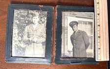 WWII US Army Soldier Photos Pair Folding Case Military Portrait c1940s Original