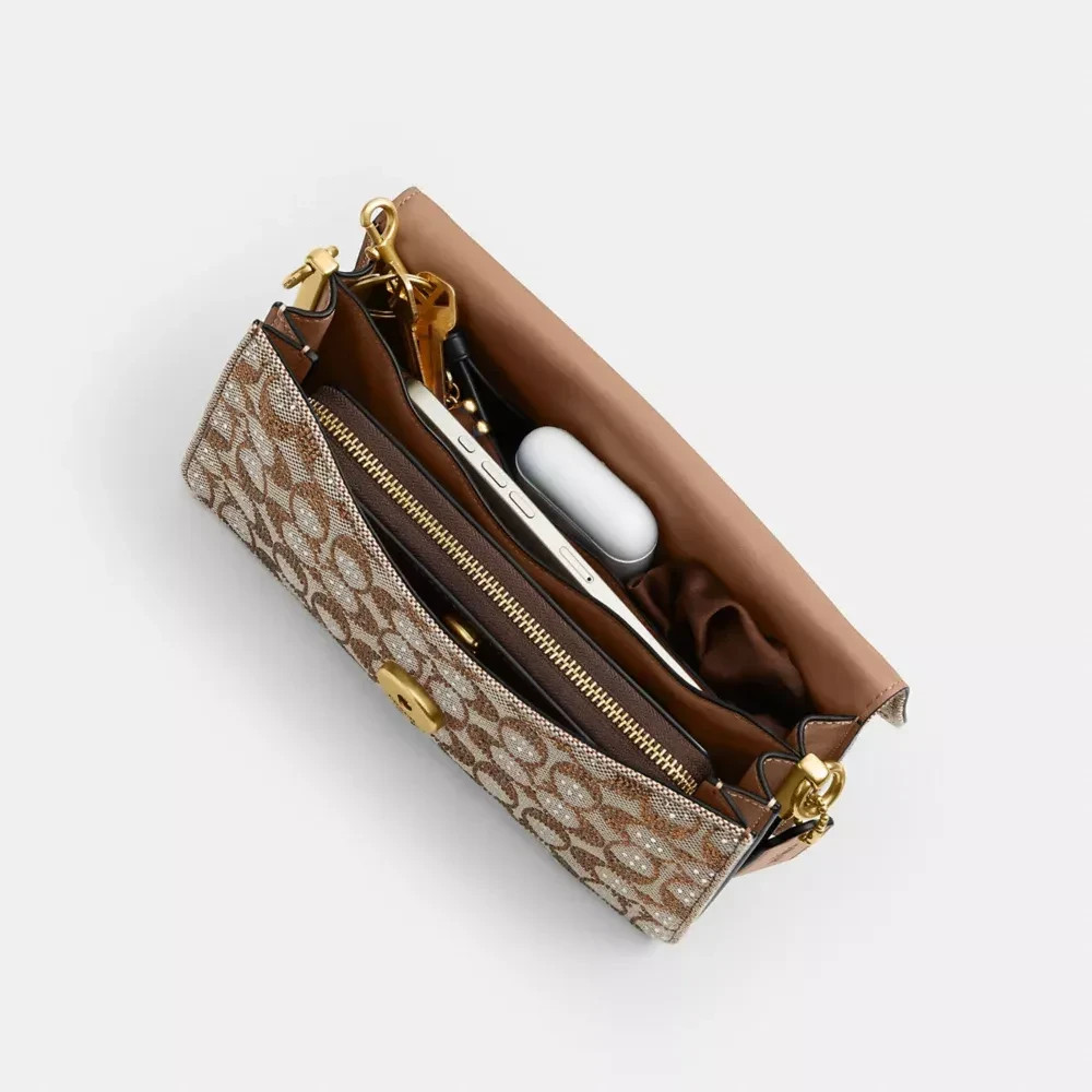 COACH Tabby Shoulder Bag 26 Crystal Signature Jacquard CDZ34 Brass