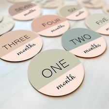 Monthly Baby Milestone Wooden Circles 6 Pack Double Sided Photography Prop