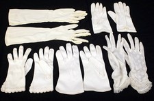 Lot 18 - 5 Pairs of Vintage Womens Dress Up Fashion Gloves - White  Cream