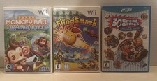 Nintendo Wii Lot Of 3-Fling Smash, 30 Great Games, Super Monkey Banana Blitz-EUC