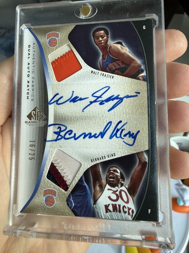 2006-07 UD SP Game Used Walt Frazier Bernard King Dual Game Used Patch Auto /25 