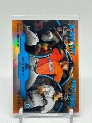 2019 Bowman Pompey, Nick Neidert, Austin Dean #TP-MIA Orange /25 SP