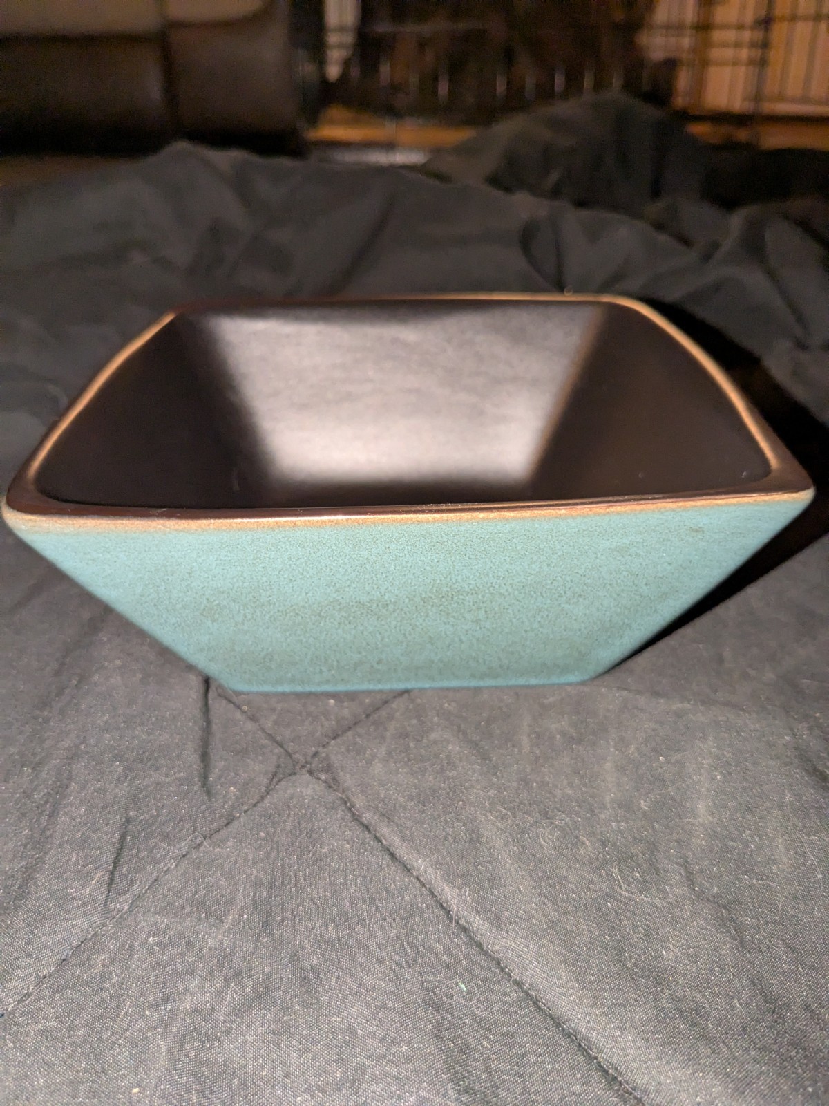 Gibson Elite Kiesling - Square Cereal Soup Bowl - Turquoise 