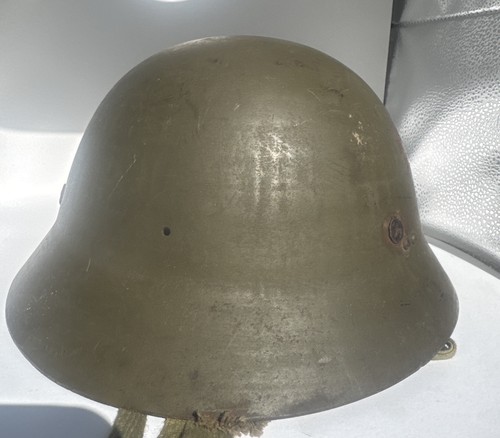 WWII Imperial Japanese Army Type 90 Steel Helmet Kanji Named OG  Cloth Liner. 