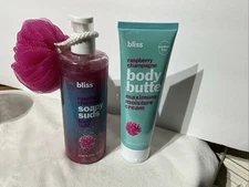 BLISS Raspberry Champagne Body Butter & Soapy Suds ~ Body Wash & Bubbling Bath