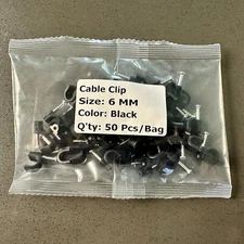 50 Round 1/4" 6 mm Cable Clips with Nails Black Cord Wall Holder Wire Water Tube