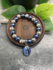 Handmade 7mm Beaded Stackable 6.25 Plus Stretch Bracelet New Virgin Mary A2931