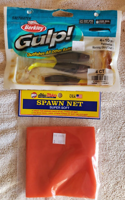 Berkley Gulp! Saltwater 4'' Paddleshad 4 CT and Atlas Mike's Spawn Net