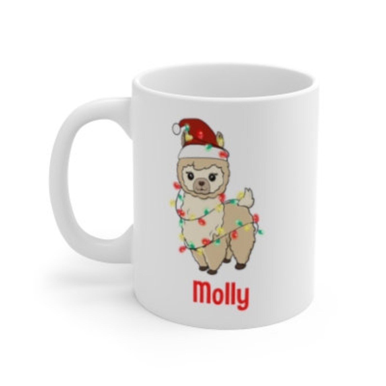 Cute Personalized Llama Mug for Kids Boho Christmas Gift for Llama Lovers