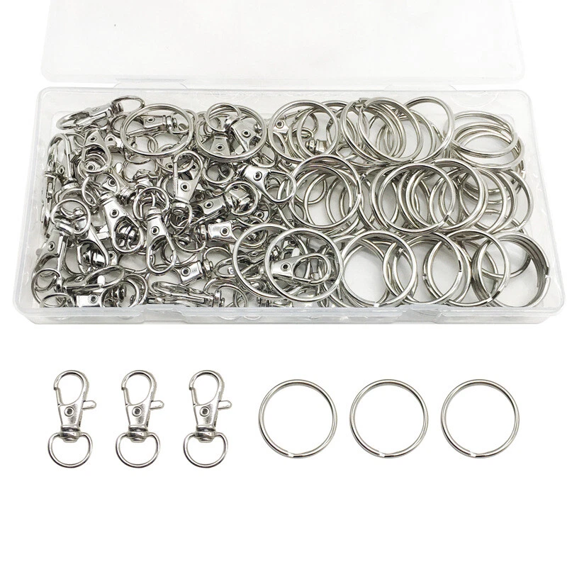 NAINA`S Schlüsselringe mit Karabiner 50 Set Drehbare Karabiner Schlüsselanhänger Basteln