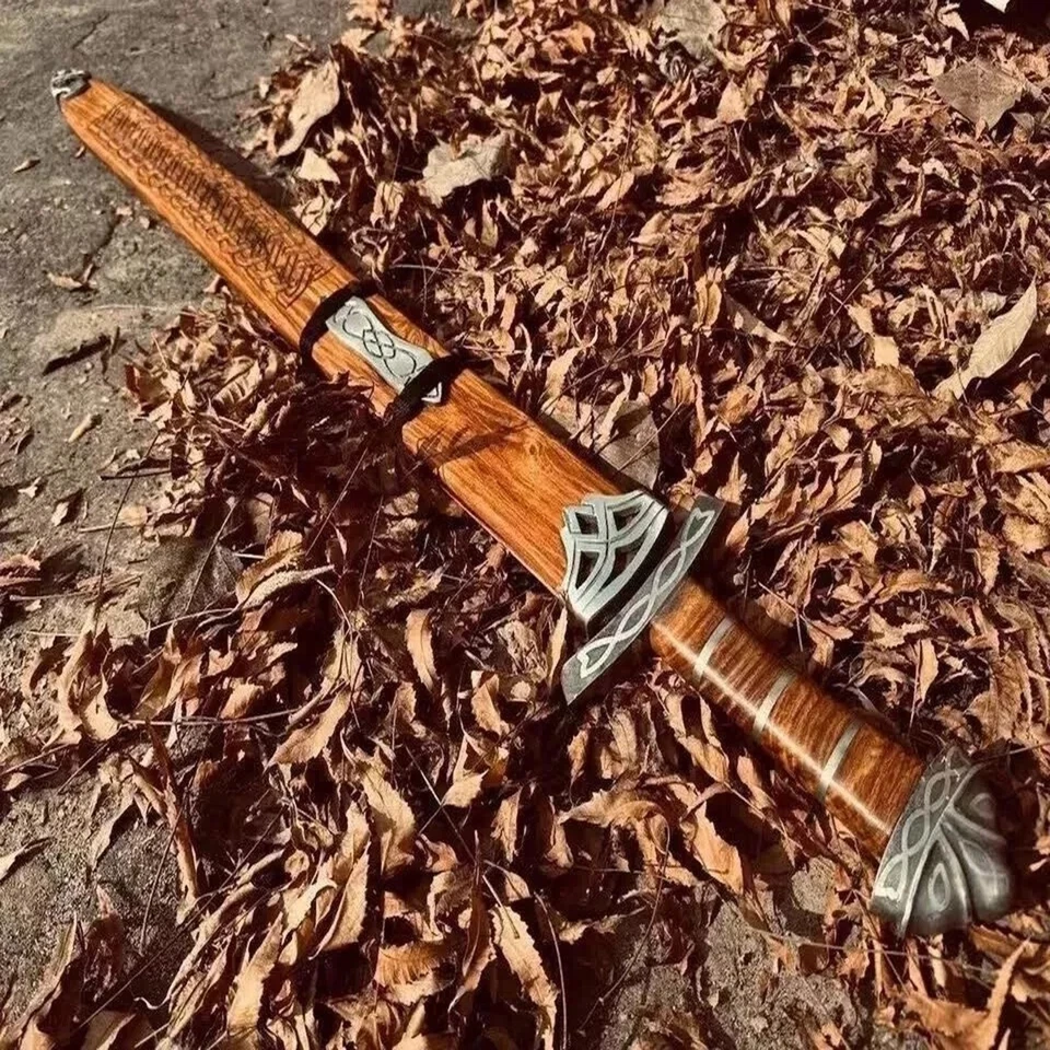 Wikingerschwert Damast – Handgeschmiedet Scharfes Kampf Schwert Mittelalter - Bild 3 von 4