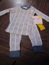 Burts Bees Baby Organic Cotton Blue Stripe Pajama Set NWT 18M