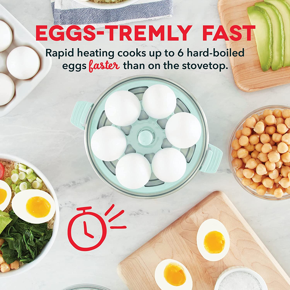 6-Capacity Electric Egg Cooker for Hard Boiled and Poached Eggs Fast