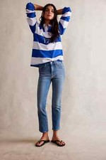 We The Free People Low Maintenance Crop Boot Denim Jean 30 Blue Mid Rise