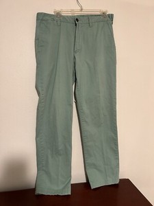 Lands End Mens Green Flat Front Traditional Fit Chino Pants Size 35 30