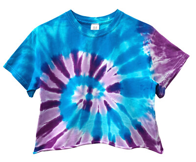 Hibiscus Blue and Purple Tie Dye Unisex Cropped Tee