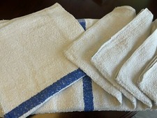 60 PIECES BLUE STRIPED NEW HOTEL MOTEL SPA GYM POOL TOWELS RESTURANT 20X40 inch