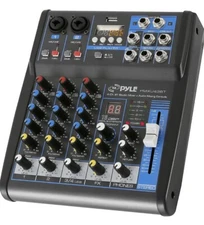 Pyle Professional Audio Mixer Sound Board Console System USB Interface 4 Channel