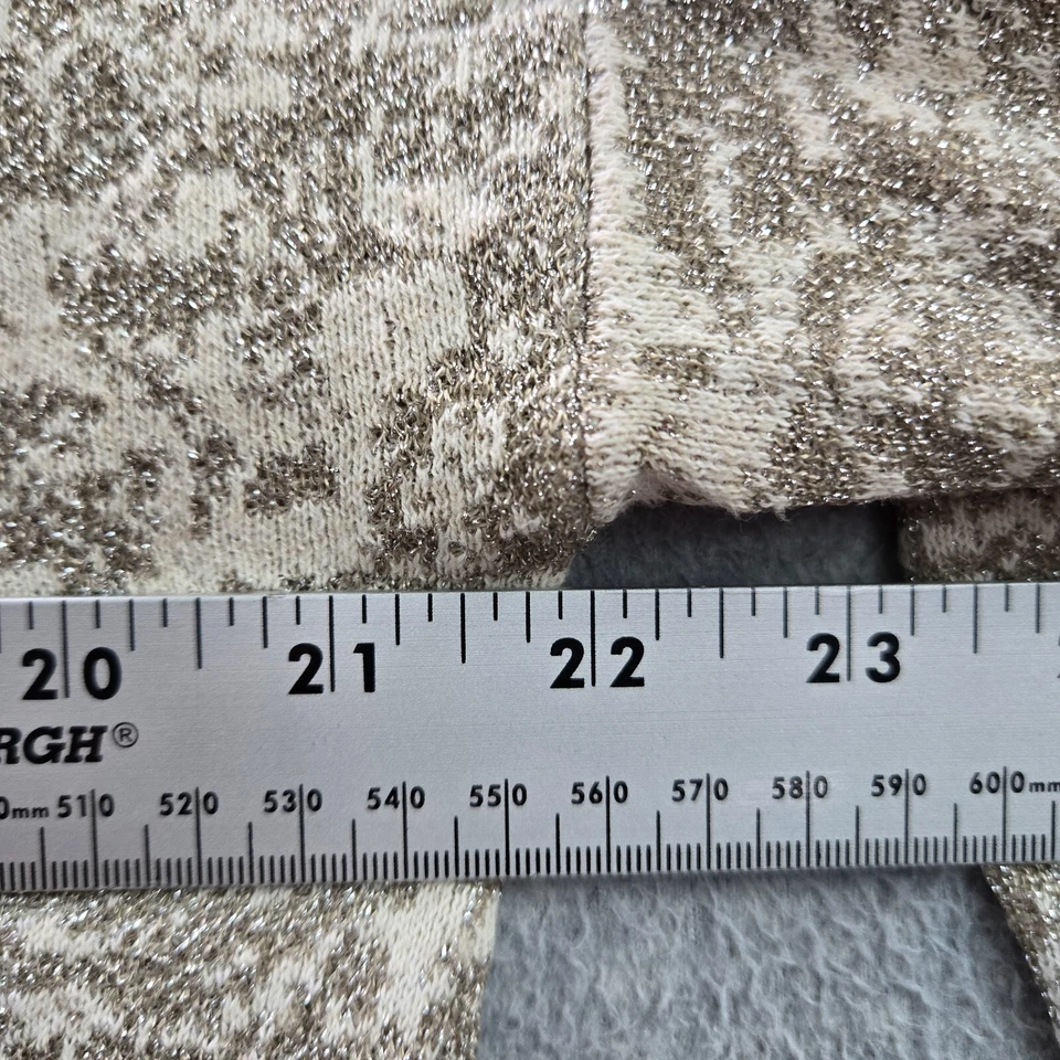 Simply Vera Vera Wang Women Sweater Large Beige Metallic 3/4 Sleeve Pullover - Image 4 of 4