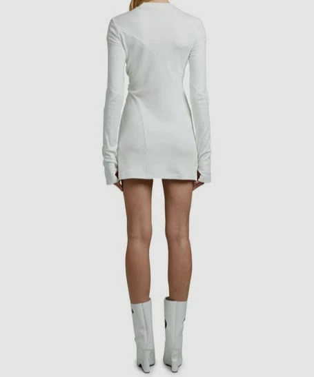 OFF WHITE Abito donna bianco manica lunga girocollo bianco sporco $870 taglia IT 48 US 12